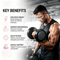 Bubuk Pre-Workout Creatine Monohydrate Peningkat Energi Perbaikan Otot Memperpanjang Waktu Olahraga Rasa Blueberry Semangka Dewasa 300g 10g