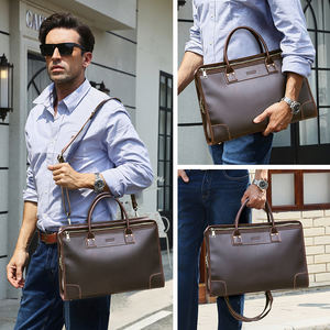 Aangepaste Volkoren Olie Gelooid Echt Lederen Aktetas Kantoortas Voor Heren 14.2 ''Laptop Handtas Met Afneembare Schouderband - Product Image 6