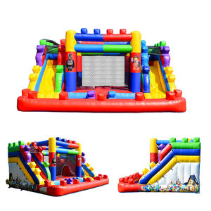 Château gonflable combiné avec toboggan gonflable sec en PVC commercial pour enfants et adultes - Product Image 4
