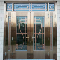 Portes d'entrée de sécurité en acier inoxydable personnalisables en gros, finition colorée, modernes pour appartements, sécurité renforcée