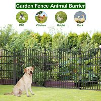 10-teiliger Dekorativer Gartenzaun ohne Graben, 81 cm H x 7,2 m L Rostfreier Metall-Hundezaun, Outdoor-Tierbarriere für den Garten