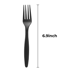 1000 fourchettes en plastique noir jetables, couverts pour restaurants, traiteurs, plats <span class=keywords><strong>à</strong></span> emporter, extra résistantes, en PP biodégradable, modernes - Product Image 2