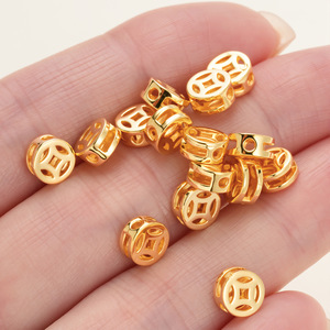 <b>Copper</b> Coin Spacer Beads Gold Plated Round With Hole For <b>Bracelet</b> Making DIY Jewelry Accessories - Product Image 4
