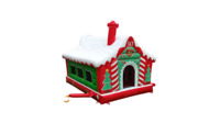 Castillo Inflable con Temática de Cabaña Navideña, Trampolín Inflable Comercial para Fiestas Navideñas