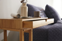 Table basse moderne en bambou durable en forme de U, table d'appoint pour canapé, table pour ordinateur portable, meubles de salon