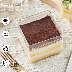 Popular PS <b>Clear</b> Plastic Tiramisu Dessert <b>Box</b> with Lid Plastic <b>Cake</b> Container for Dessert Cookie - Product Image 5