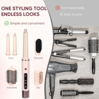Kit de coiffage professionnel 5-en-1 à marque privée : Sèche-cheveux, peigne lissant, fer à boucler automatique, brosse thermique à air chaud