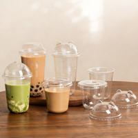 Gobelets en plastique jetables en PET de qualité bouteille, à fond en U, 90 mm, 10, 12, 14, 16, 20, 24 oz, 360 ml, pour Bubble Tea/boissons froides