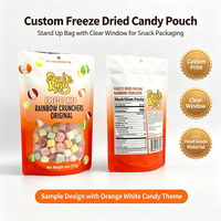 Sachet Doypack Personnalisé Imprimé avec Fenêtre Transparente, Qualité Alimentaire, Refermable avec Fermeture Éclair, pour Emballage de Bonbons et Snacks Lyophilisés