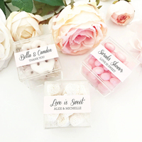 Boîte à bonbons en plastique personnalisée boîte carrée en acrylique faveur d'anniversaire cube de sucre alimentaire boîtes en verre plexi acrylique avec couvercles