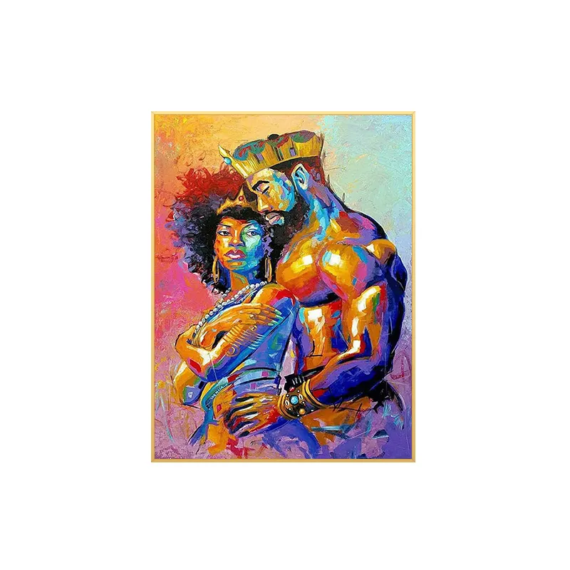 Pintura al óleo hecha a mano para decoración de sala de estar, arte africano colorido, Dafen, novedad