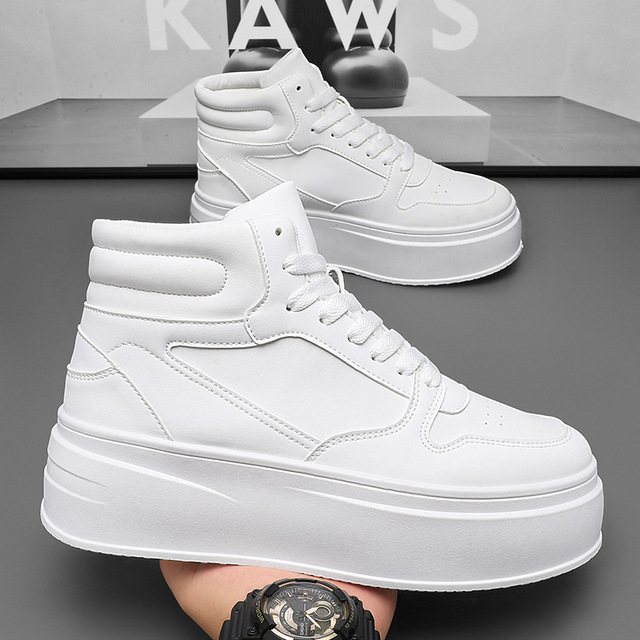 High Top Platform Sneakers Lace up Breathable Non slip Lightweight Casual Streetwear Daily Wear Outdoor Walking Fashion Footwear