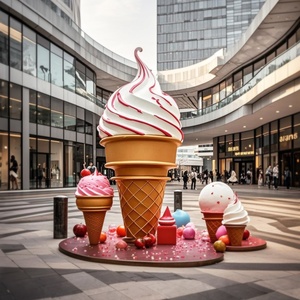 Fibre <span class=keywords><strong>de</strong></span> verre crème glacée Popsicle Sculpture crème glacée affaires résine pour décor <span class=keywords><strong>de</strong></span> fête en gros jardin personnalisé nouveau Design grand métal - Product Image 3