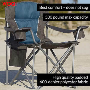 Silla de camping plegable Woqi color azul marino para playa con portavasos y bolsillo de almacenamiento 90x30x48cm - Product Image 4