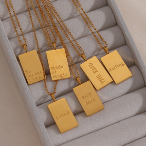 <span class=keywords><strong>Personalizzabile</strong></span> oro placcato in acciaio inox iniziale rettangolo lettera ciondolo <span class=keywords><strong>collana</strong></span> quadrata disegno inciso per matrimonio regalo - Product Image 5