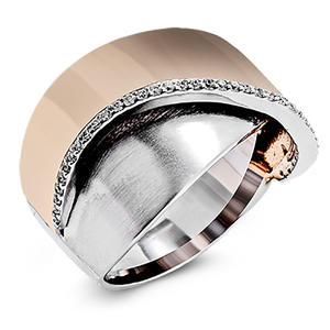 Anello F234 in Oro Rosa con Diamanti, Design Minimalista Unisex per Uso Quotidiano, Gioiello con Diamanti Naturali - Product Image 1