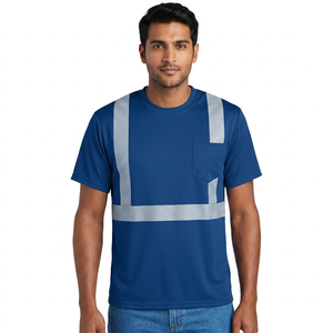 Custom Logo Reflective Breathable Polyester/Cotton Hi Visibility Workwear Unisex Safety T-Shirt with <b>Heat</b> Transfer Printing - Product Image 1
