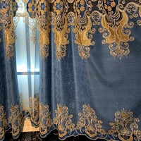 Cortinas Translúcidas de Lujo Estilo Europeo con Bordado Chenille y Patrón de Paisaje, Elegantes Cortinas Jacquard Huecas para Sala de Estar