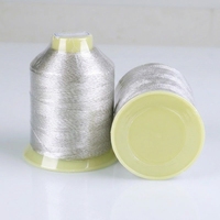 Hilo de Coser de Poliéster de Alta Tenacidad Teñido Antiestático y Conductivo con Fibra de Plata, Hilo de Nylon Plateado para Prendas