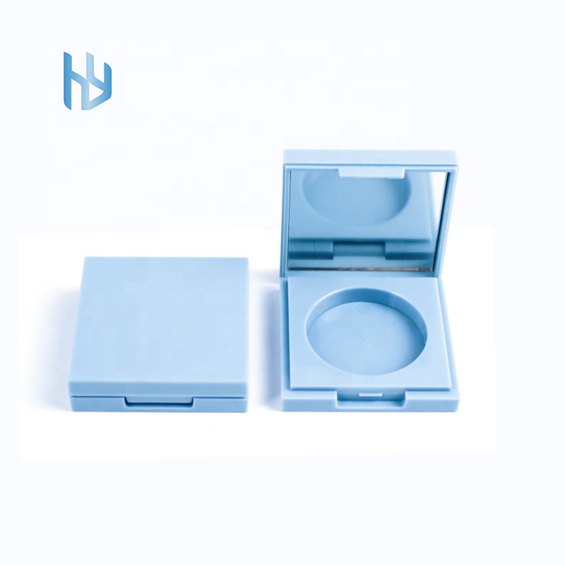 Wholesale Square Empty Plastic Blush Palette Blue Cosmetic Pressed Compact Powder Case