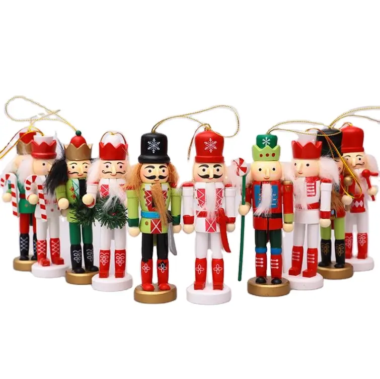 Commercio all'ingrosso Mini natale in legno schiaccianoci soldato Set ornamenti casa soggiorno Desktop Decor per decorazioni natalizie regali