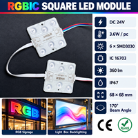 Module LED carré, module LED numérique, module LED programmable, IC 16703, DC24V, 360lm, lentille 170 degrés pour éclairage de signalisation à changement de couleur