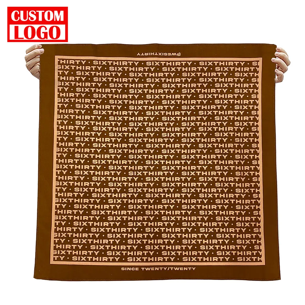 Logotipo personalizado impresso bandana 100% algodão feita na china
