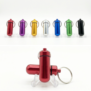 Porte-pilules en aluminium avec logo personnalisé, 7 couleurs, porte-clés, étui à pilules en métal, cadeau promotionnel en gros - Product Image 1