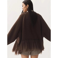 Cardigan en maille à volants tendance 2026 pour femme, manches longues, doux, élégant, décontracté, féminin, romantique, confortable et polyvalent