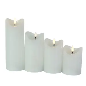 Foryoudecor Conjunto 3 velas LED 3D ecológicas brancas quentes cera de parafina sem chama para decoração de Natal e uso diário