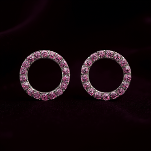 Classici orecchini con diamanti rosa da donna, diamanti naturali rotondi fantasia, montatura in rame, modello E1823 - Product Image 2