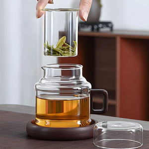 Teiera in Vetro Trasparente con Infusore <span class=keywords><strong>e</strong></span> Coperchio 400ml, Stile Zen Asiatico, Resistente al Calore, per Tè Sfuso <span class=keywords><strong>e</strong></span> Uso in Cerimonie - Product Image 1