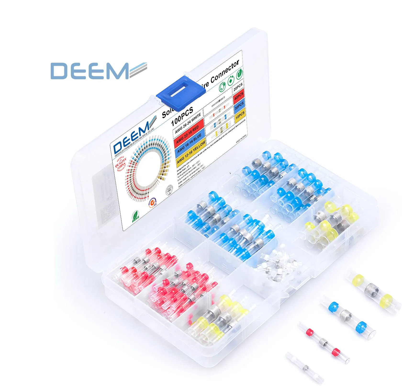 DEEM 100 PCS Waterproof Power Cable Wire Connector Automotive Heat Shrink Wire Connector Kit
