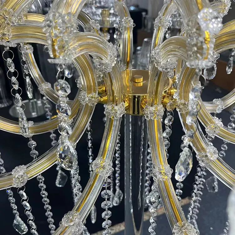 Cantik 15 Lengan kristal candelabra kristal gantung tempat lilin lantai besar untuk pusat pernikahan