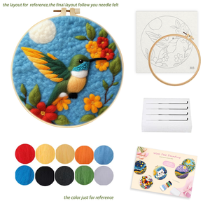 Per il modello di uccello di CHENISTORY Starter Kit di pittura in feltro di <span class=keywords><strong>lana</strong></span> artigianale Set di ricamo su tela supporto per animali <span class=keywords><strong>lana</strong></span> feltro <span class=keywords><strong>arte</strong></span> - Product Image 2
