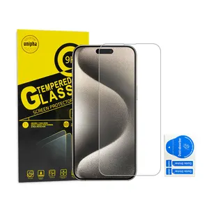 Mais novo 9H 2.5D vidro temperado para iPhone 15 protetor de tela alta clara para iPhone 15 Pro Max com caixa de embalagem de varejo