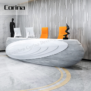 Corina Solid Surface Beauty Salon <span class=keywords><strong>Spa</strong></span> Hình Bầu Dục Bàn Tiếp Tân Cho Khách Sạn/Văn Phòng/Quầy Bar/Trung Tâm Mua Sắm - Product Image 2