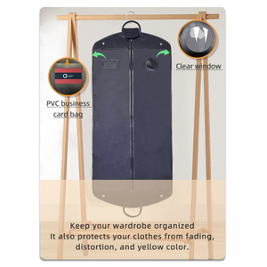 Leather Garment Bag 164cm Suit Travel Hanging Storage Cover Zipper Clear <b>Window</b> <b>Vent</b> Foldable Dustproof Mens Dress Coat Tux Bag - Product Image 3