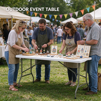 Table rectangulaire robuste en HDPE avec pieds en métal pour le camping en plein air, les fêtes et les événements, table pliante en plastique de 6 pieds