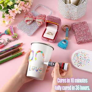48 Color 3mm Resin Flat Back Rhinestones For <b>Nail</b> Art Phone <b>Case</b> DIY Bling Decor With Tweezers And Glue - Product Image 4
