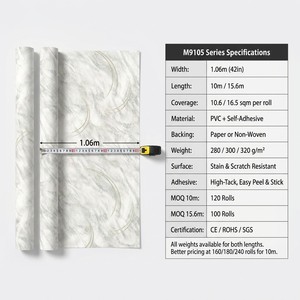 <span class=keywords><strong>Papier</strong></span> <span class=keywords><strong>Peint</strong></span> Luxe Moderne Effet Marbre Imperméable 1,06m Largeur Motif Arc Métallique Doré PVC Auto-Adhésif Décollable et Collable pour Chambre - Product Image 5