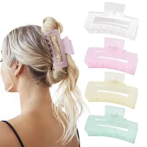 Fashion Korean women girls hair clips best quality rectangle big matte bright plastic resin hair claw clips