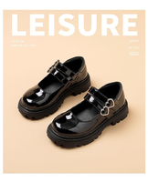Chaussures Mary Jane pour enfants en cuir verni à plateforme avec boucle cœur, antidérapantes, pour l'école et les occasions formelles