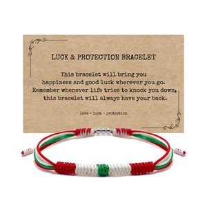 Pulsera de cuentas de plata de cadena colorida multicapa de moda cordón tejido hecho a mano ajustable España México Alemania EE. UU. Pulseras con bandera - Product Image 3