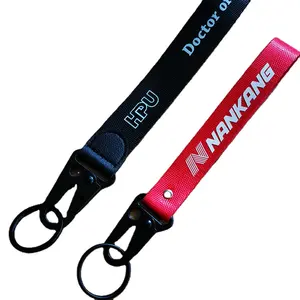 Hot Sale Fashion Korte Band Op Maat Gemaakte Zeefdruk Lanyard Moto Cycle Sleutelhanger Lanyards