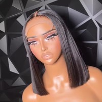 Perruque Courte Bob en Cheveux Humains 13x4 HD Lace Frontal Sans Colle, Perruques Bob Lisses pour Femmes, Cheveux Brésiliens Vierges Naturels, Vente en Gros