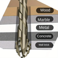 Foret excentrique à 4 cannelures avec revêtement en titane et manchon denté, tige hexagonale pour percer le carrelage, le verre, la céramique, la brique, le béton et le bois