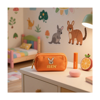Trousse de Maquillage ISEN en Toile Crème Broderie Perroquet, Pochette Esthétique Oiseau Tropical, Organisateur de Toilette, Étui de Voyage en Tissu