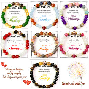 <span class=keywords><strong>Pulsera</strong></span> Semanal de Sanación de Chakras con Reiki, con Cuarzo Rosa, Amatista, <span class=keywords><strong>Pulsera</strong></span> Elástica con Cuentas, Incluye Tarjeta Semanal - Product Image 2