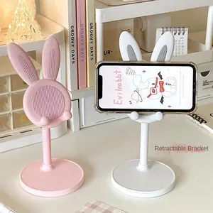 Suporte de mesa para celular de mesa com desenho de coelho adorável ajustável para iPhone 13 14 Samsung Smartphone OEM rosa